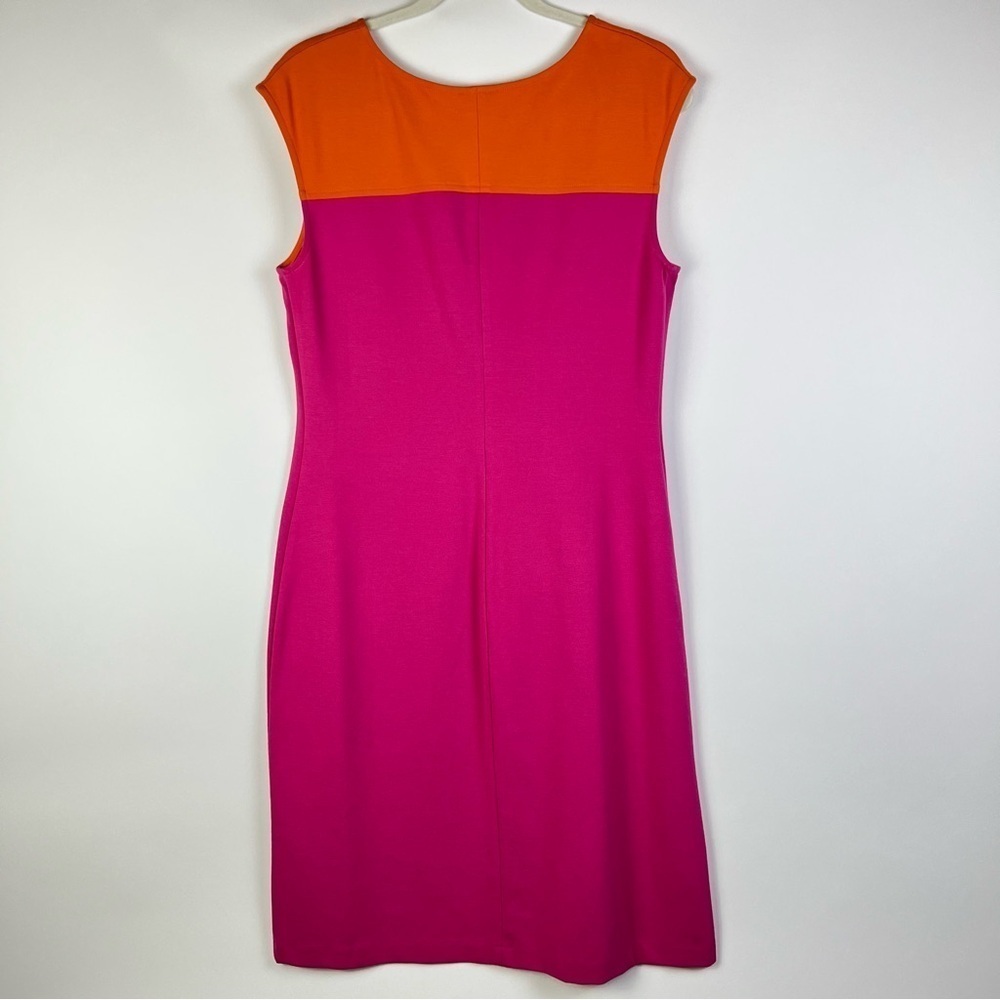 2/$30 Talbots Vibrant Pink and Orange Color block Sleeveless Dress - Picture 4 of 7